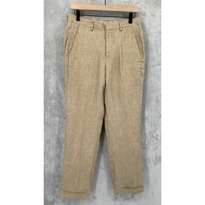Murano Baird McNutt Pants Mens 29x30 Beige 100% Linen Zac Fit Cuffed